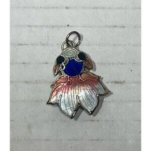 Vintage Metal Enamel Koi Fish Necklace Pendant Charm